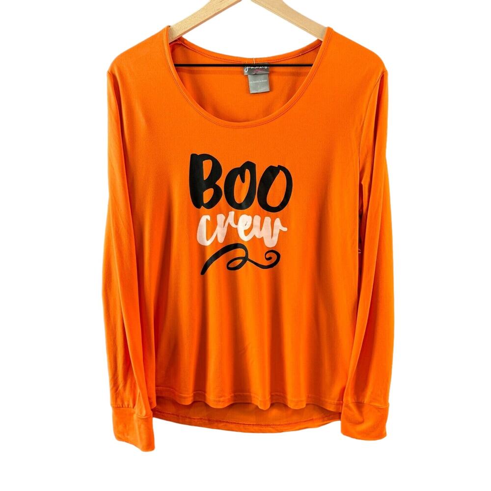 Womens‎ Boo Crew Halloween Pajama Top Orange Long Sleeve Shirt Size Large